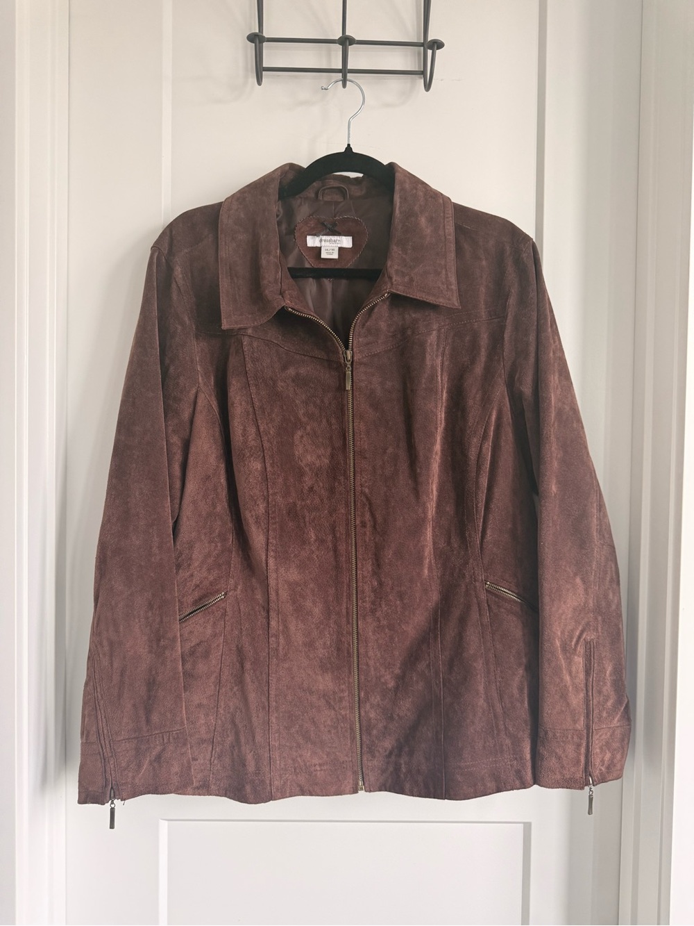 dressbarn Women's Fall Brown Suede Zip Jacket